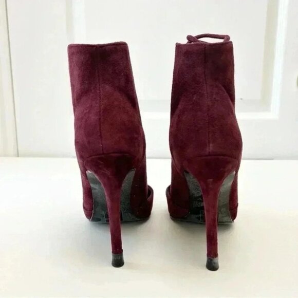 Aldo Ankle Boots Lace Up High Stiletto Heel CutOut Burgundy Suede Size 7.5 - Picture 10 of 16